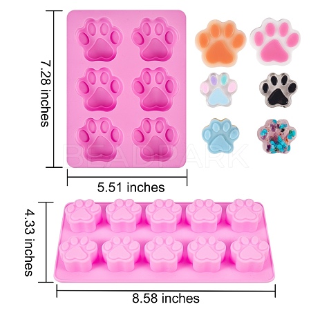 2Pcs 2 Styles Paw Shaped Fondant Molds DIY-SZ0002-69-1