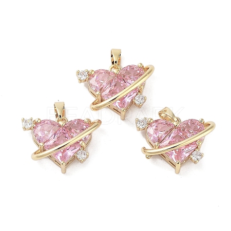 Valentine's Day Heart Charms Rack Plating Brass Micro Pave Pearl Pink Cubic Zirconia Charms KK-G482-14G-1
