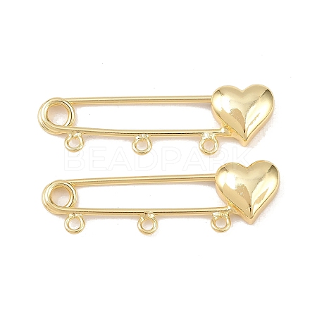 Heart Brass Brooch Findings LS-KK-Z132-01G-01-1