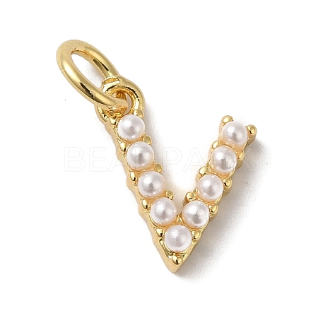 Rack Plating Brass with ABS Plastic Imitation Pearl Charms KK-B092-30V-G-1