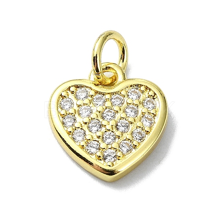 Heart Theme Brass Micro Pave Cubic Zirconia Charms KK-H475-56G-04-1