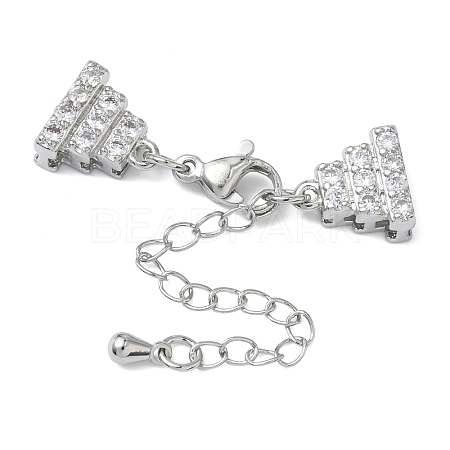 Brass Micro Pave Clear Cubic Zirconia Chain Extender KK-Z143-10P-1