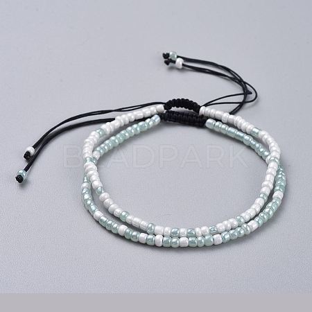 Adjustable Nylon Thread Braided Beads Bracelets BJEW-JB04524-03-1