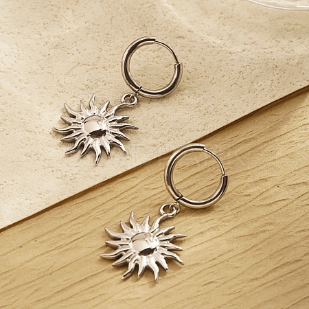 Non-Tarnish Stainless Steel Sun Dangle Earrings for Women SM2250-2-1