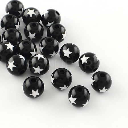 Star Pattern Opaque Acrylic Beads LS-SACR-R882-20mm-01-1