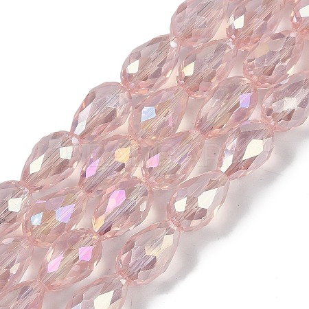 Transparent Electroplate Glass Beads Strands EGLA-N013-T8mm-B18-1