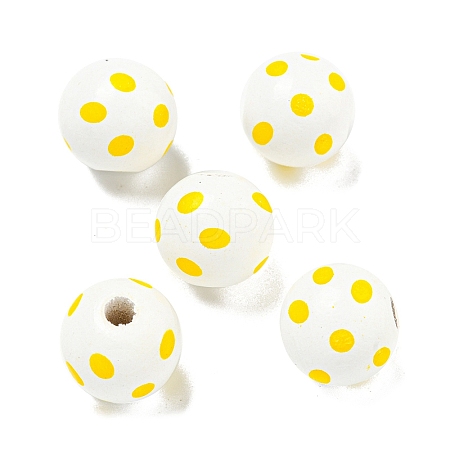 Printed Wood European Beads WOOD-G022-18B-1