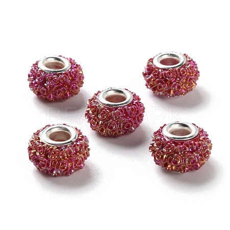 AB Color Resin Rose Flower European Beads RESI-M001-05L-1