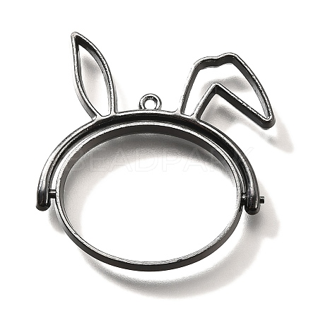Rabbit Rotatable Alloy Swivel Open Back Bezel Pendants PALLOY-I223-19B-1