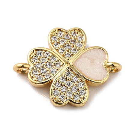 Eco-Friendly Rack Plating Brass Micro Pave Clear Cubic Zirconia Connector Charms KK-F853-26G-1