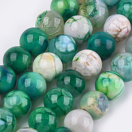 Dyed Natural Agate Beads Strands G-T109-10mm-03-1