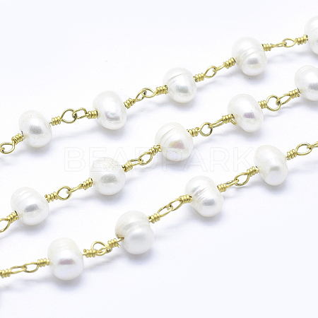 Natural Freshwater Pearl Handmade Beaded Chains CHC-L036-12G-1