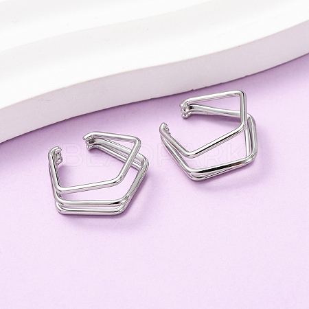 304 Stainless Steel Triple Pentagon Cuff Earrings EJEW-K268-88P-1