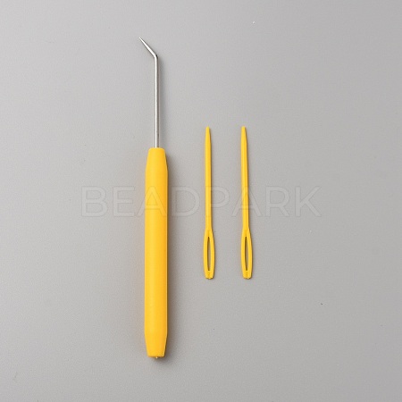 Plastic & Iron Bent Tip Crochet Needle TOOL-WH0159-06A-1
