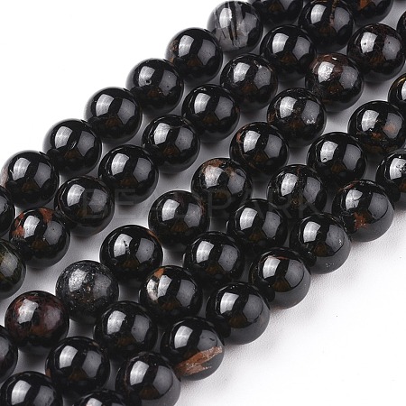 Natural Black Tourmaline Beads Strands G-F666-05-10mm-1