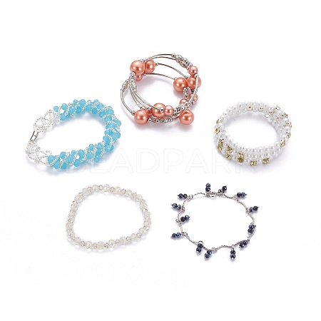 Glass Beads Bracelets BJEW-MSMC002-29-1