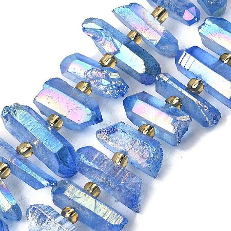 Electroplated Natural Quartz Crystal Beads Strands G-F800-F14-1