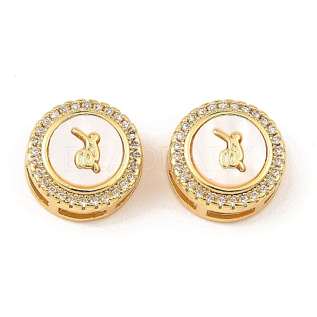 Brass Micro Pave Clear Cubic Zirconia Slide Charms KK-K342-09G-01-1