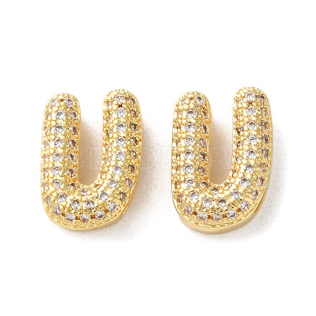 Rack Plating Brass Micro Pave Cubic Zirconia Slide Charms KK-C084-34G-U-1