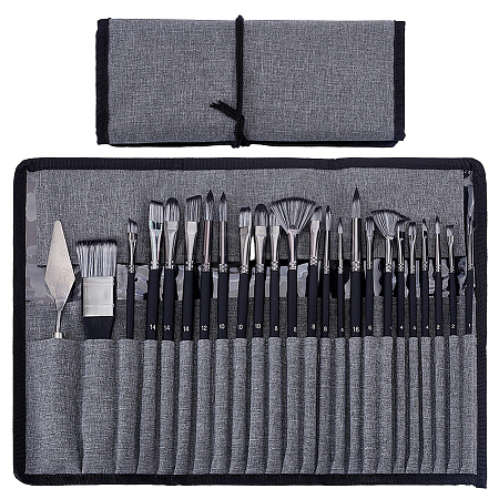 23Pcs Wool & Nylon Painting Brush and 1Pc 304 Stainless Steel Scraper AJEW-WH0696-657-1