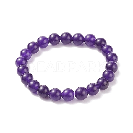 Natural Jade Beaded Stretch Bracelet BJEW-P213-04-8mm-1