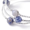 Natural Blue Spot Jasper Round Beaded Wrap Bangle BJEW-TA00034-01-5