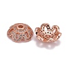 Eco-Friendly 6-Petal Flower Brass Micro Pave Cubic Zirconia Bead Caps ZIRC-M098-01RG-FF-1