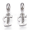 Platinum Rack Plating Alloy Rhinestone European Dangle Charms PALLOY-T048-36P-T-1
