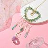 Natural Green Aventurine Chip Beads with Brass Findings Pendant Decorations HJEW-JM01814-03-2