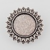 Vintage Alloy Flower Brooch Cabochon Bezel Settings PALLOY-O038-21AS-2