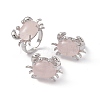 Natural Rose Quartz Crab Open Cuff Ring RJEW-I090-01P-02-1