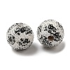 Spray Painted Wood European Beads with Rhinestone RESI-C038-03I-1