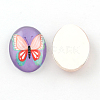 Butterfly Pattern Glass Oval Flatback Cabochons for DIY Projects X-GGLA-R022-45x35-68-2