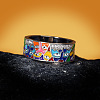 Eye Pattern Brass Micro Pave Clear Cubic Zirconia Enamel Finger Rings FS-WGB4C19-02-3