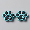 Dog Paw Print Food Grade Eco-Friendly Silicone Beads SIL-WH0008-45C-1