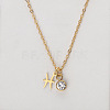 304 Stainless Steel Crystal Rhinestone Birth Stone Constellation Pendant Necklaces FS-WG76580-04-1