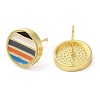 Rack Plating Brass Flat Round Stud Earrings with Enamel EJEW-D061-23G-2