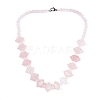 Natural Rose Quartz Round & Cone Beaded Necklaces NJEW-N064-03N-1