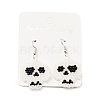 Glass Seed Braided Skull Dangle Earrings EJEW-B012-12-4