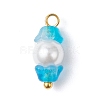 Baking Paint Pearlized Glass Imitation Pearl Pendants PALLOY-JF04300-02-3
