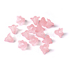 Pink Frosted Transparent Acrylic Flower Beads X-PLF018-02-5