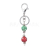 Dyed Natural Wood Round Beaded Keychain KEYC-JKC00931-4