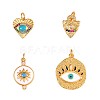 4Pcs Flat Round Brass Eye Charm Pendant Mixed Shape Eye Charm Zircon Eye Charms Pendant for Jewelry Making JX191A-1