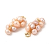 Natural Pearl Cluster Brass Spring Ring Clasp Charms KK-I697-08G-3