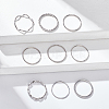 ANATTASOUL 9Pcs 9 Style Leaf & Wave & Simple Thin Titanium Steel Finger Rings Set for Men Women RJEW-AN0001-11-7