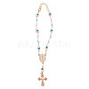 2Pcs Alloy & Brass Cross Charm Bracelets Set BJEW-DR0001-04-1