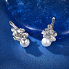 Clover Shape Rhodium Plated 925 Sterling Silver Cubic Zirconia Hoop Earrings YL5089-4