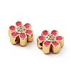 Flower Brass Micro Pave Clear Cubic Zirconia Beads KK-G419-06G-4