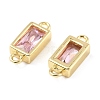 Brass Pave Glass Rectangle Connector Charms KK-H002-06G-03-2