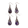 Natural Amethyst Teardrop Dangle Earrings EJEW-B055-01R-21-1